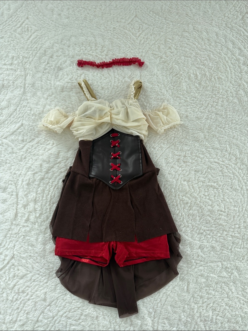 Girls Cream & Red Pirate Dress-Up Costume